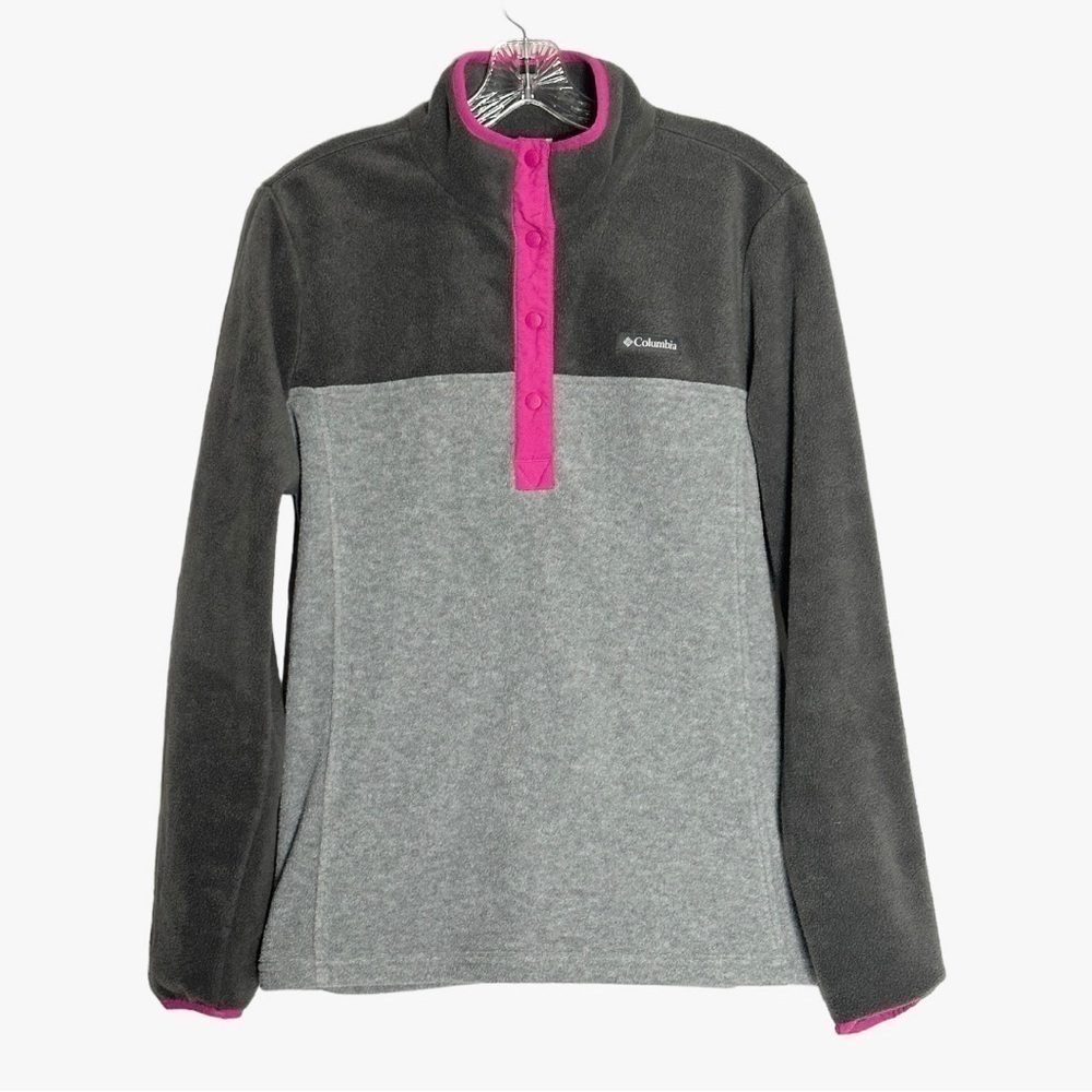 Columbia Benton Springs Pink & Gray Half Snap Neck Fleece Jacket Size L